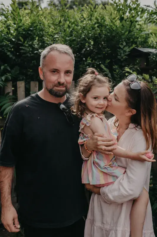 S manželem, Jiřím Veselým, a dcerou Amélií