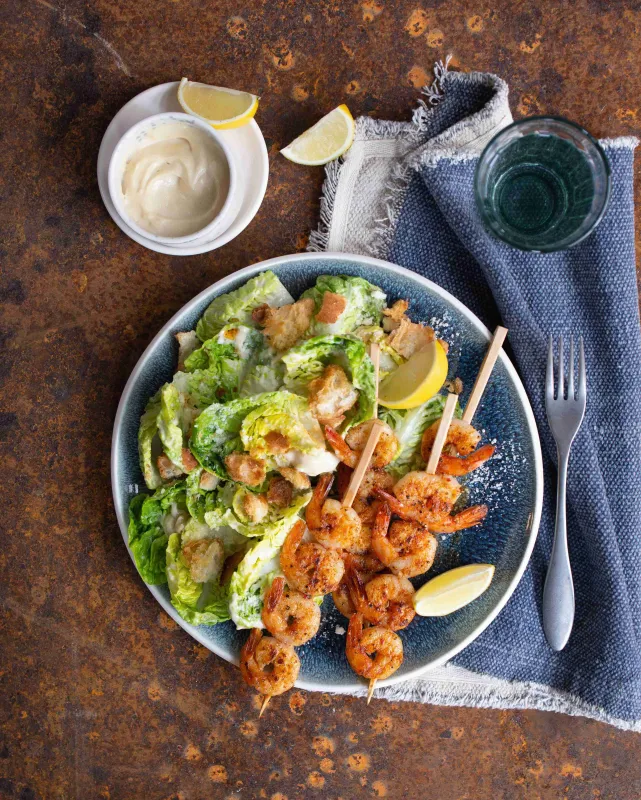 Krevetová variace na salát Caesar