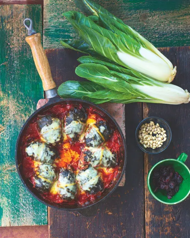 Mangoldové rolky plněné mletým telecím masem