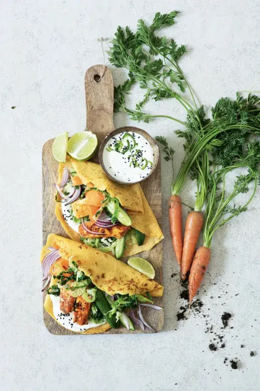 Mrkvové palačinky se sýrem tikka masala