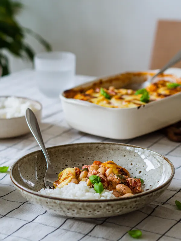 Zapečené máslové fazole | vše v jednom pekáčku