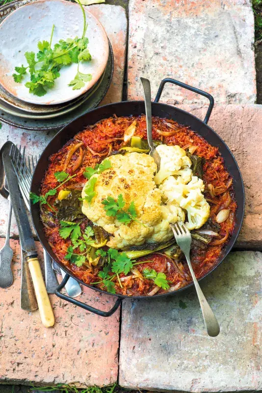 Pečený květák s rýží