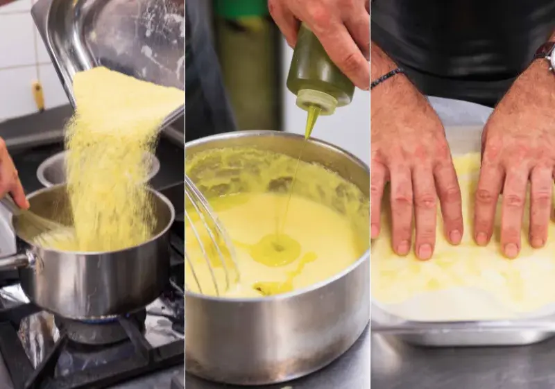 Kachna s červeným zelím, jablkovým pyré a polentou - příprava polenty