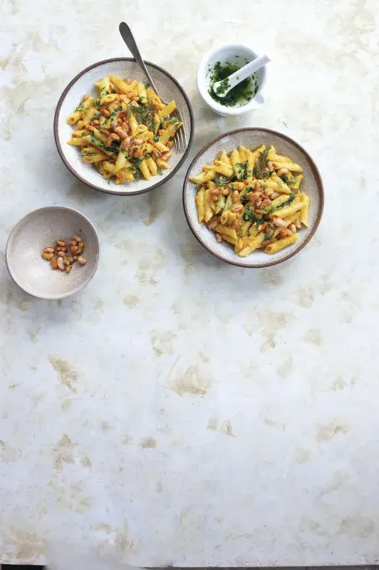 Těstoviny s omáčkou z pečené mrkve