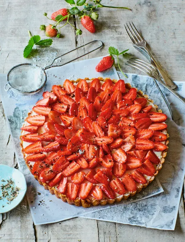 Jahodový koláč s vanilkou a pepřem