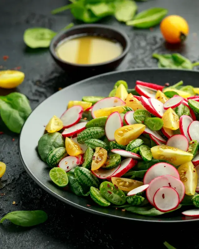 Skvělý salát? Ředkvičky, rajčata, okurky a... cucamelon