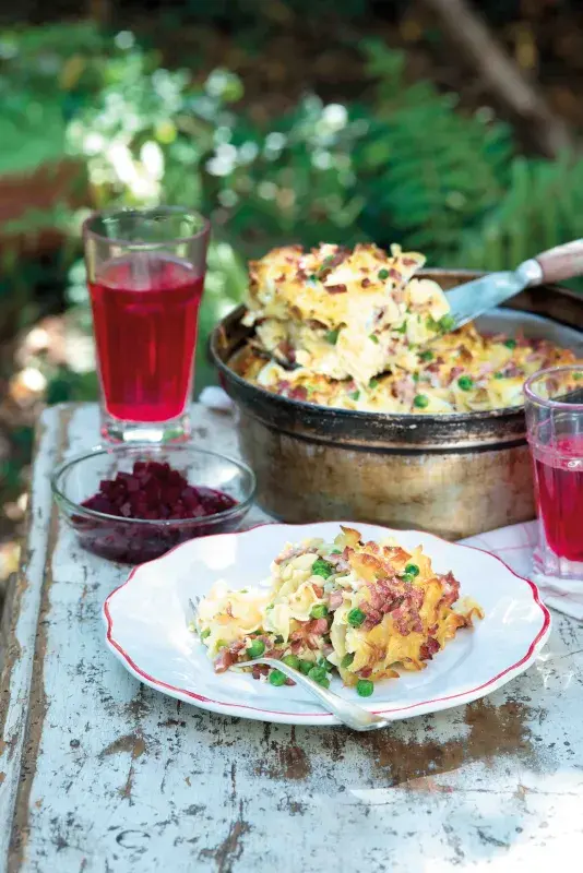 Šunkofleky s hráškem