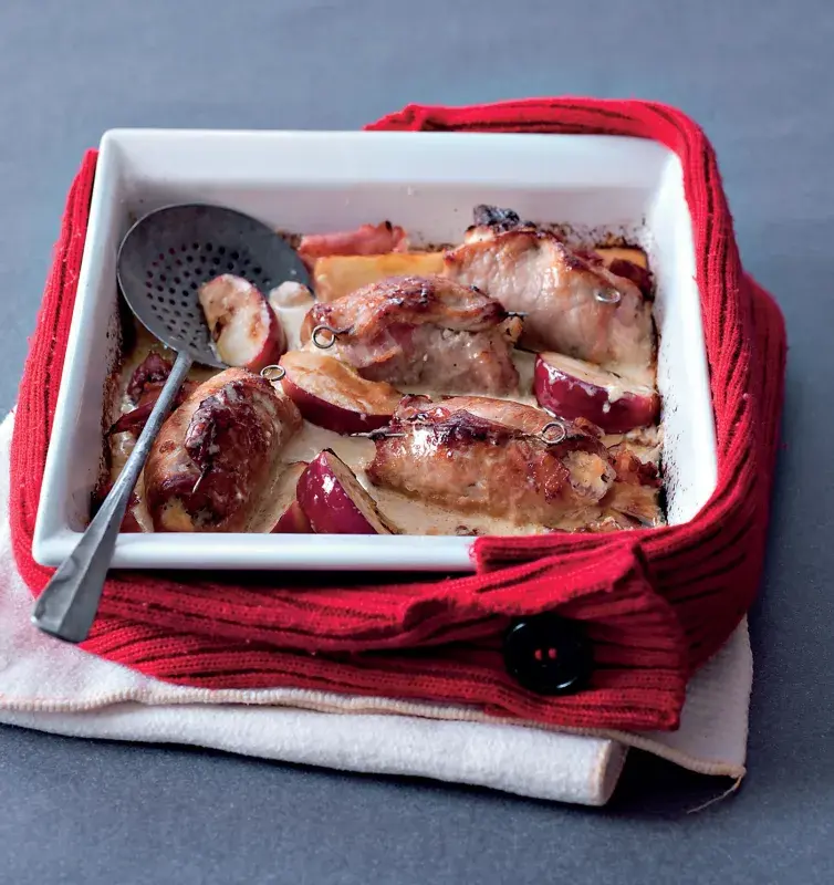 Vepřové závitky s jablky a křenem