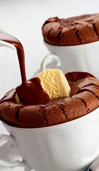 Kávové suflé s čokoládovou omáčkou