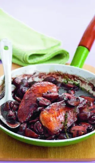 Kuře na víně s houbami