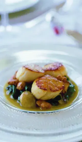 Svatojakubské mušle s lesními houbami