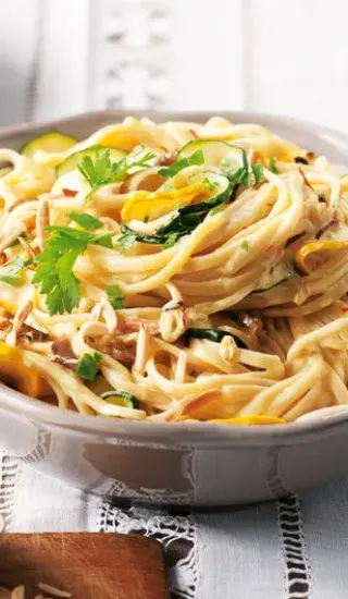 Linguine s cuketovým krémem