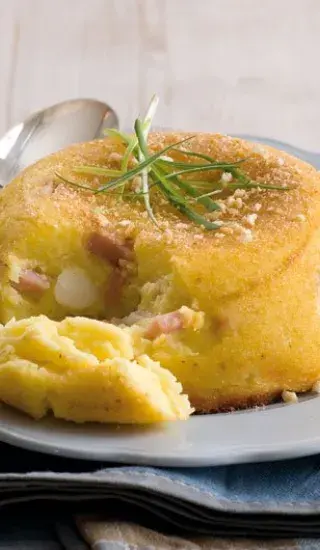 Koláčky z kaše se šunkou a mozzarellou