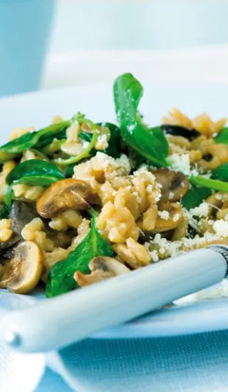 Rizoto s houbami a špenátem