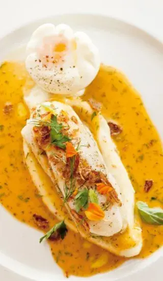 Štika s bramborovým pyré a omáčkou barigoule