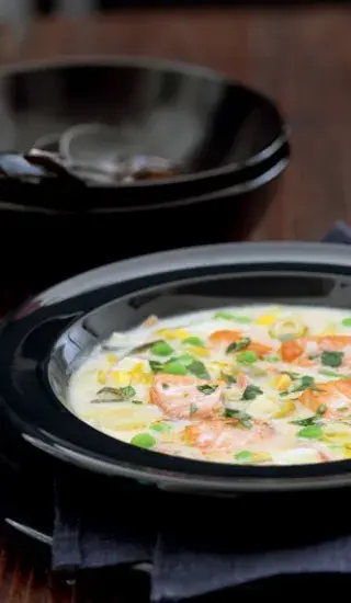 Polévka s lososem a whisky