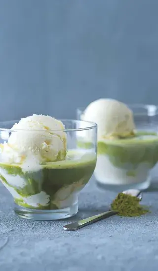 Afogato z čaje matcha