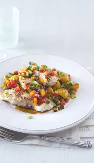 Amur s cizrnovými bramborami & salsou