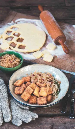 Bramborové čtverečky se zelím