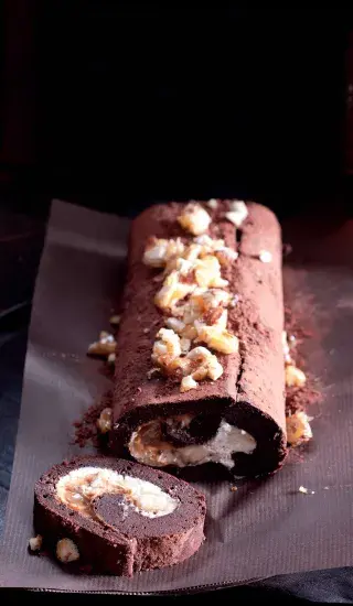 Čokoládová roláda s banány