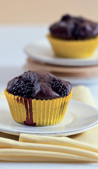 Čokoládovo-ostružinové muffiny