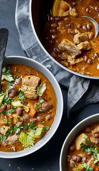 Dušený vepřový bůček s borlotti fazolemi