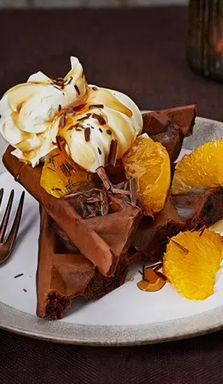 Čokoládové vafle s pomeranči