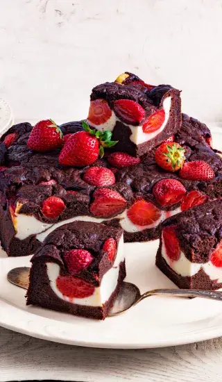 Cheesecake brownies s jahodami