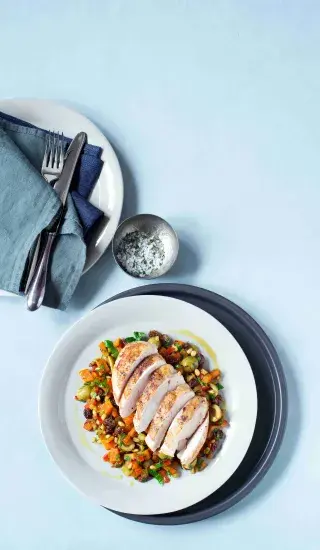 Dýňová caponata & pečená kuřecí prsa