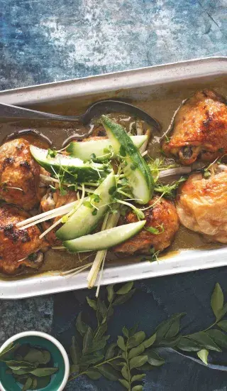 Zelené kari s pečeným kuřetem