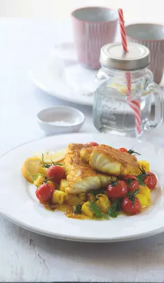 Kořeněná treska s bombajskými bramborami