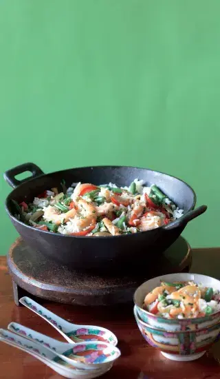 Krevetová rýže na česneku