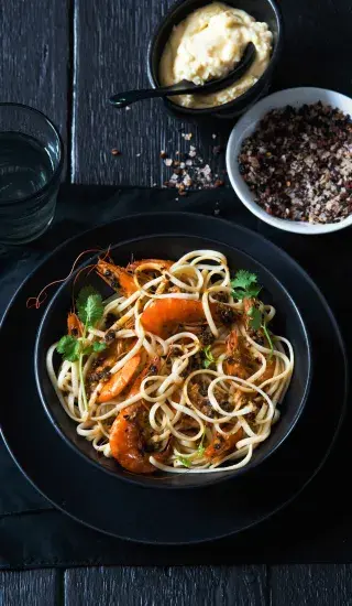 Krevety s uzenou solí