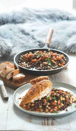 Kuře s čočkovým ,rizotem‘