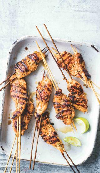 Kuřecí souvlaki v ostré jogurtové marinádě