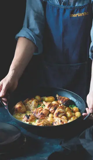 Kuře s hráškem na medu a smetaně