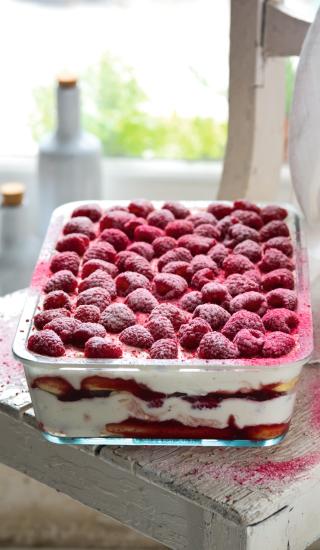Malinový dezert à la tiramisu