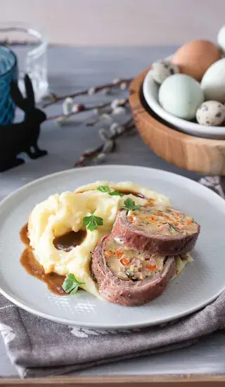 Nadívané telecí hrudí s bramborovou kaší