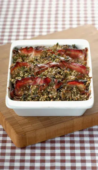 Pohankový kuba se slaninou