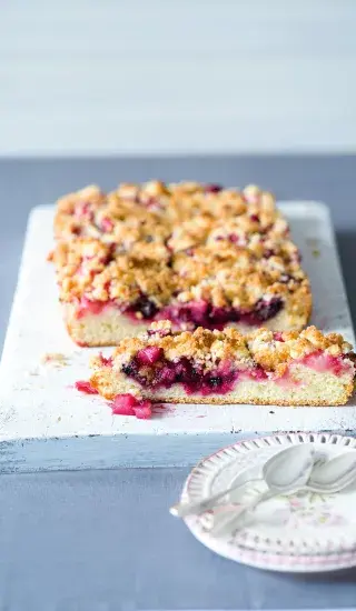 Kynutý rebarborový koláč s drobenkou