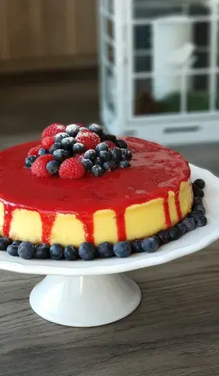 Tradičný cheescake s malinami