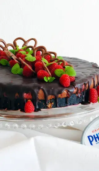 Čokoládovo malinový cheesecake
