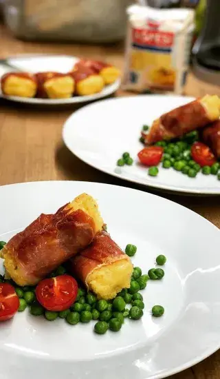 Polentové kostičky s hráškem 