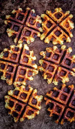 Bramborákové vafle s houbami