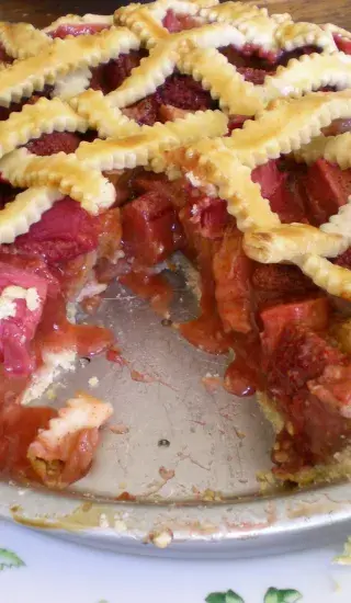 Tvarohovo rebarborový koláč