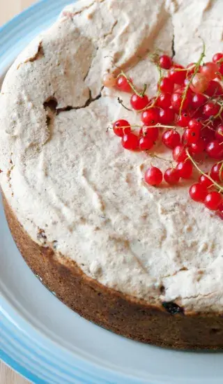 Červenorybízový koláč se sněhem