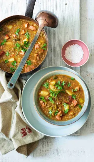 Čočková polévka s uzeným