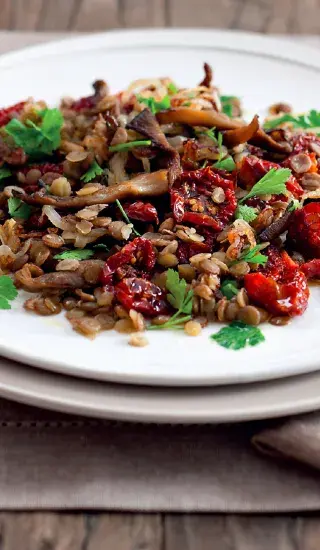 Čočkový salát s hlívou