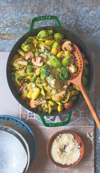 Gnocchi s růžičkovou kapustou a žampiony