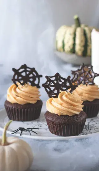 Halloweenské dýňové cupcaky